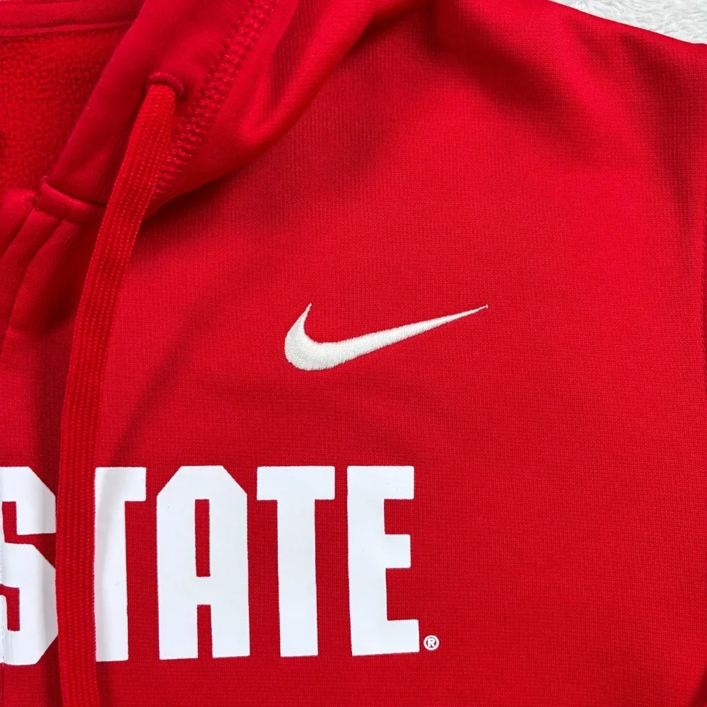Nike Hoodie Mens Large Red Ohio State Buckeyes Therma Fit NCAA Lined‎ Full Zip